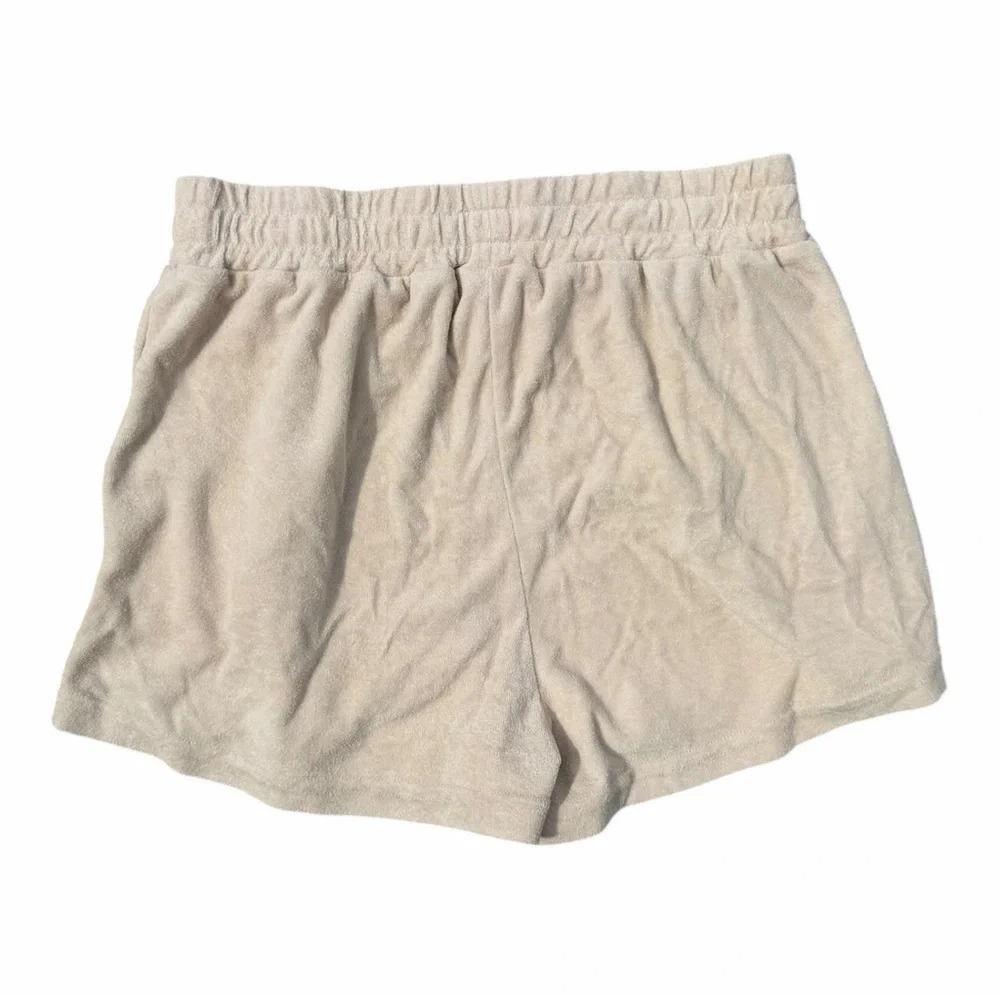 Araminta James Terry Cloth Shorts Beige Lounge Elastic Waist Size S Minimalist